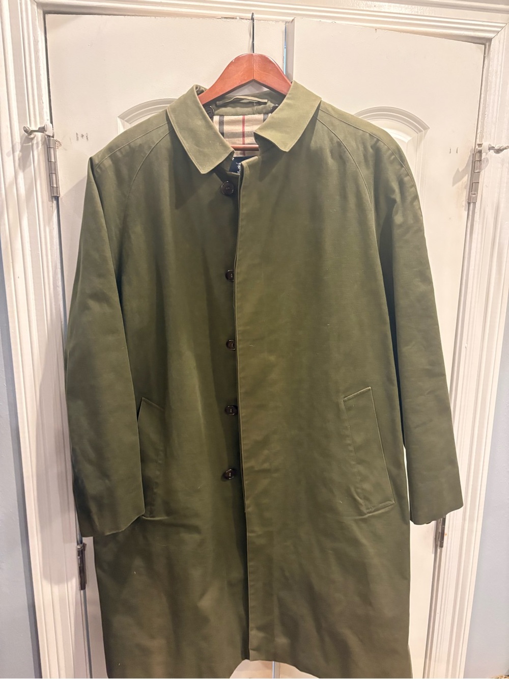 Burberry Olive Cotton Single-Breasted Trench Coat
